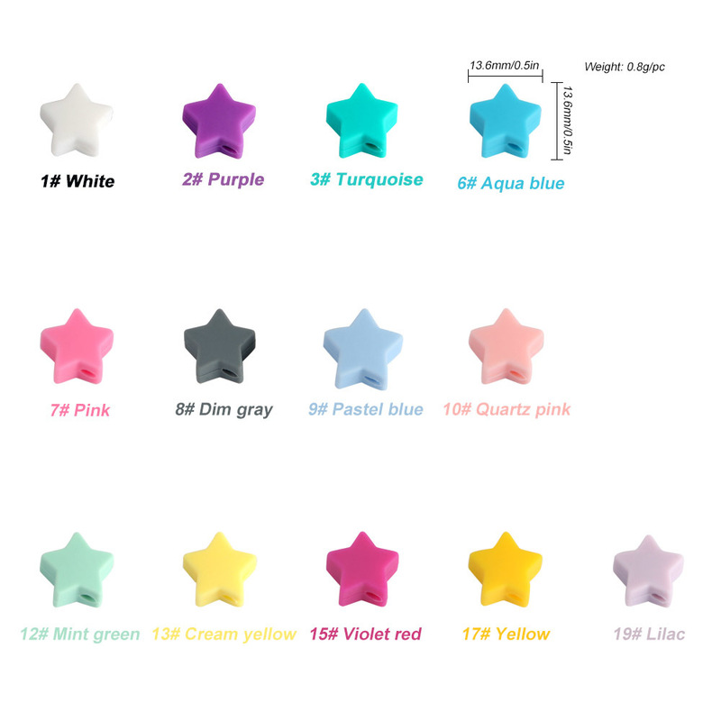 Kovict wholesale 100/200/500pcs Silicone Beads star heart crown DIY Teething Necklace Accessories Teething Pacifier 220507