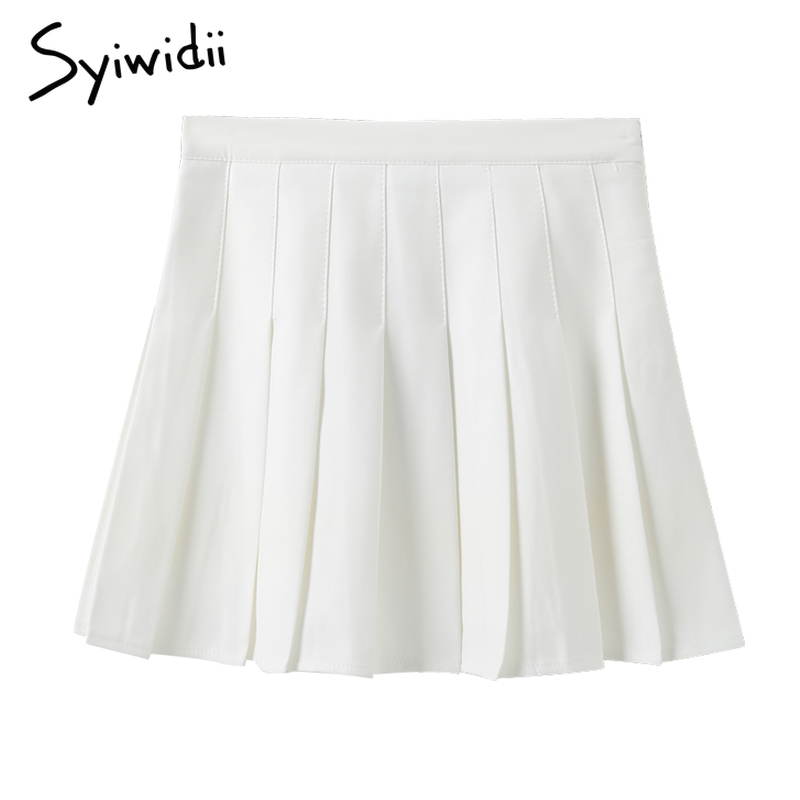Syiwidii Pleated Skirt Woman Pink White Black Lolita Kawaii Summer Mini Skirts Fashion Clothing Cute Sweet Girls 220317