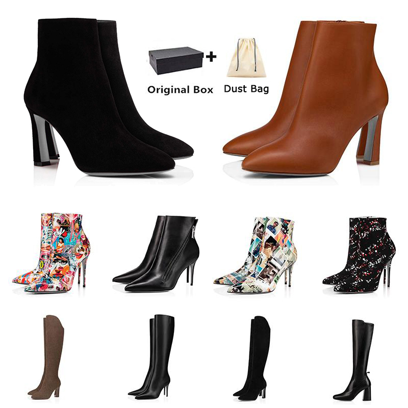 Sexy Pointed-toe Pumps Woman Boots Luxury Designer Outdoor Shoes Reds Bottoms High Heels Christian New Season Booty Style For Delicate women Ankle Boot Short Booties, A#7 8 10 12cm