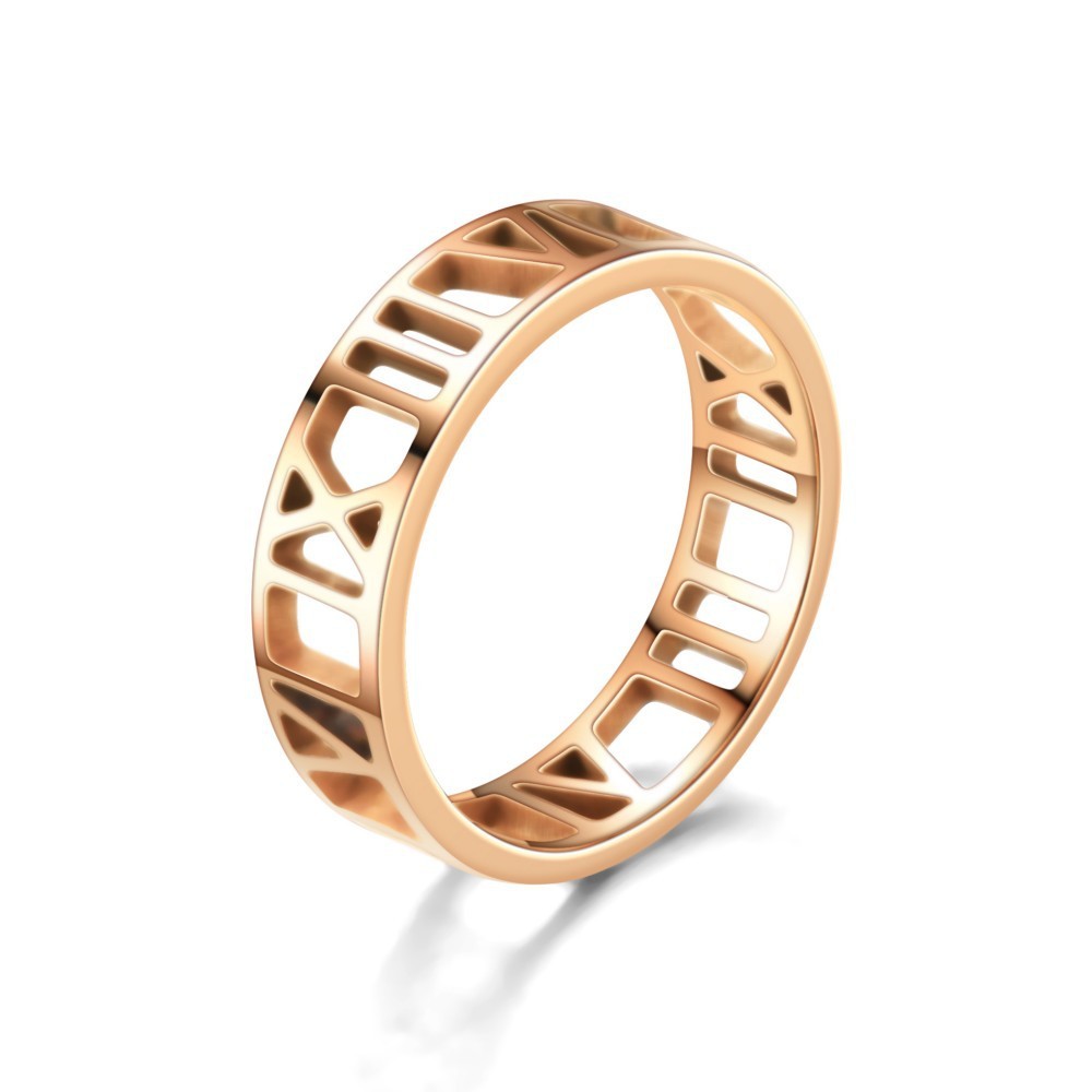 6MM Stainless Steel Roman numeral Ring 18K Rose Gold Silver Plated Hollow Out Rings for Men Women High Quality Wholesale Price