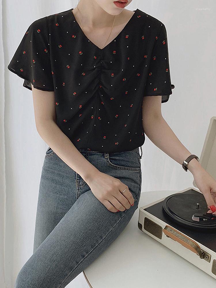 Women' Blouses & Shirts Fashion Women Clothing 2022 Summer Short Sleeve Top V Neck Gathered Floral Print Chiffon Tops Poleras MujerWomen, Black
Women' Blouses & Shirts Fashion Women Clothing 2022 Summer Short Sleeve Top V Neck Gathered Floral Print Chiffon Tops Poleras MujerWomen, Black