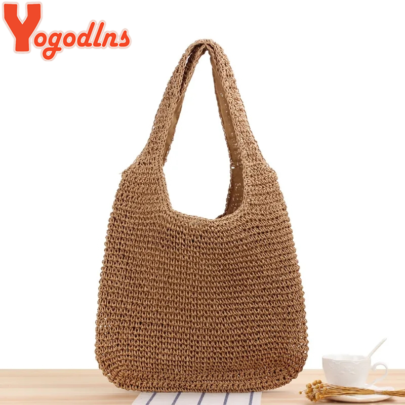 Yogodlns Summer Straw Bag Women Handmade Woven Shoulder Bag Large Capacity Beach Bag Fashion Vacation Handle Bohemia Totes, Brown style2
Yogodlns Summer Straw Bag Women Handmade Woven Shoulder Bag Large Capacity Beach Bag Fashion Vacation Handle Bohemia Totes, Brown style2