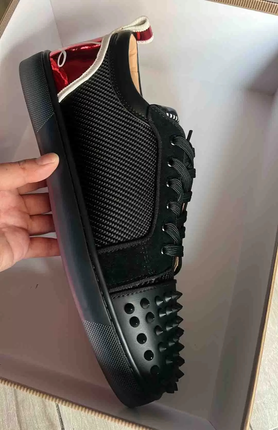 Men's casual shoes low top spikes sneakers red sole sneaker fun vieira lace-up sports runner trainers, 11
Men's casual shoes low top spikes sneakers red sole sneaker fun vieira lace-up sports runner trainers, 11