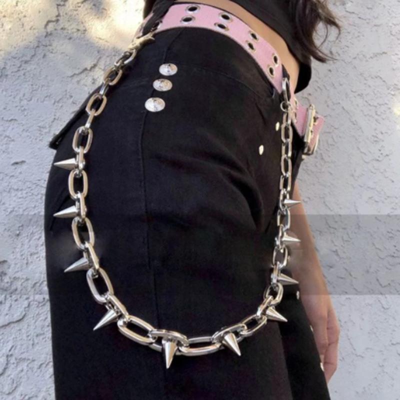 Belts Punk Rivet Waist Chain Cool Spike Jeans Decor Pants Secure Travel Wallet Heavy Duty Link Coil Leash Jewelry, Silver
Belts Punk Rivet Waist Chain Cool Spike Jeans Decor Pants Secure Travel Wallet Heavy Duty Link Coil Leash Jewelry, Silver