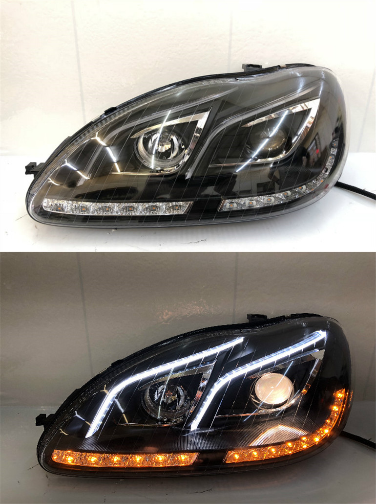 Auto Accessories Head Lamp for BENZ W220 LED Headlight 1999-2005 S320 S350 LED DRL Dynamic Signal Hid Bi Xenon