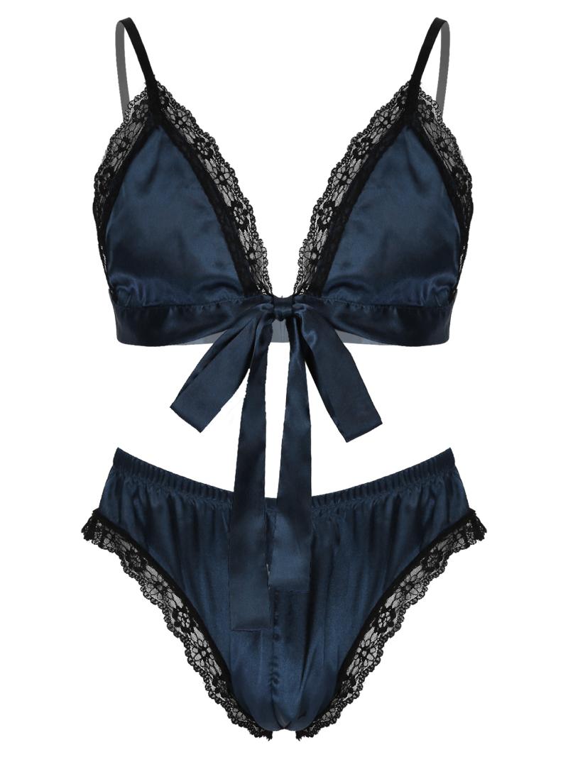 Bras Sets Men Satin Pajama Set Lace Trim Sissy Nightwear Outfits Sleepwear Adjustable Shoulder Straps Lace-up Bra Top With Erotic BriefsBras, White
Bras Sets Men Satin Pajama Set Lace Trim Sissy Nightwear Outfits Sleepwear Adjustable Shoulder Straps Lace-up Bra Top With Erotic BriefsBras, White