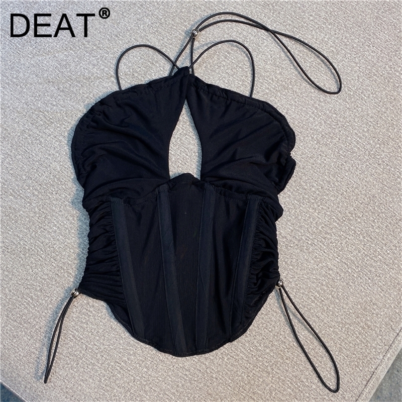 DEAT Women Black Sling Hollow Out Drawstring Camis Arrrivals Sexy Temperament Fashion Spring Summer 11D1777 220318
DEAT Women Black Sling Hollow Out Drawstring Camis Arrrivals Sexy Temperament Fashion Spring Summer 11D1777 220318