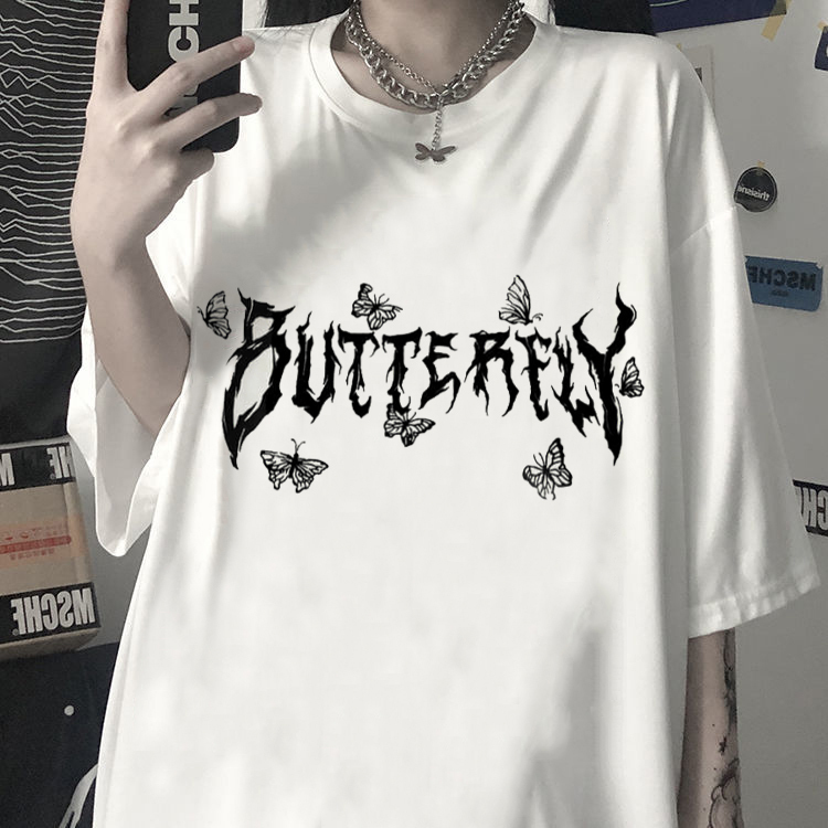 Women T shirt Beautiful Gothic Oversized Tshirt Female Butterfly Letter Punk Cartoon Short Sleeve O Neck Top Harajuku Summer tee 220714, Freesize 
Women T shirt Beautiful Gothic Oversized Tshirt Female Butterfly Letter Punk Cartoon Short Sleeve O Neck Top Harajuku Summer tee 220714, Freesize