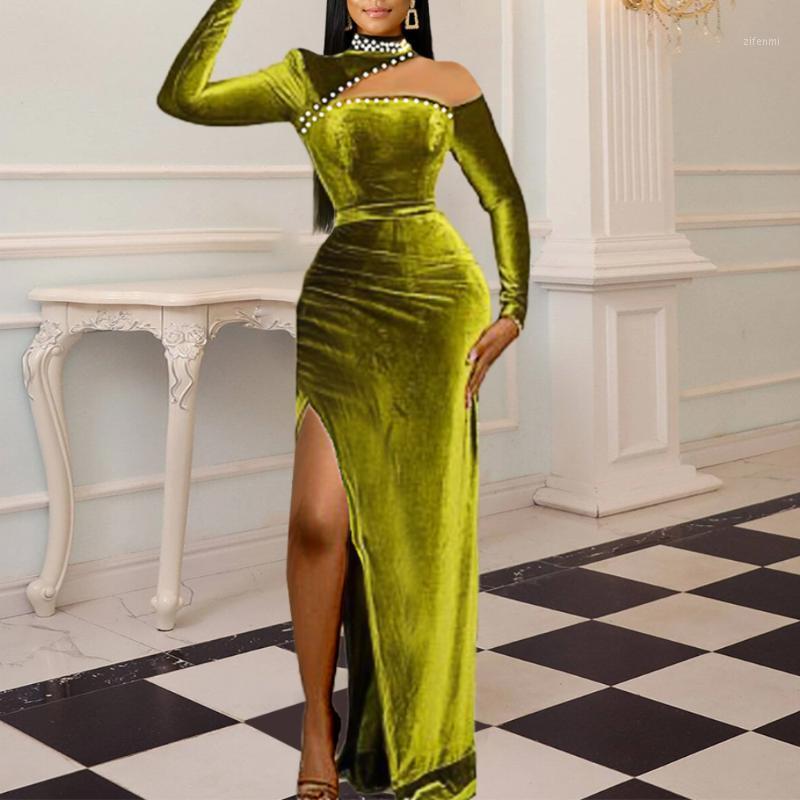Casual Dresses Pearl Neck Split Dress Women Winter Velvet Bodycon Maxi Mesh Full Sleeve Sexy Club Night Hollow Bandage Vestido, Green
Casual Dresses Pearl Neck Split Dress Women Winter Velvet Bodycon Maxi Mesh Full Sleeve Sexy Club Night Hollow Bandage Vestido, Green