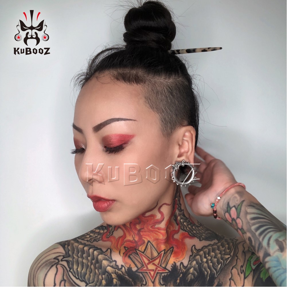 KUBOOZ Stainless Steel Dragon Eat Tail Ear Plugs Tunnels Earring Gauges Body Jewelry Piercing Stretchers Expanders Whole 825m