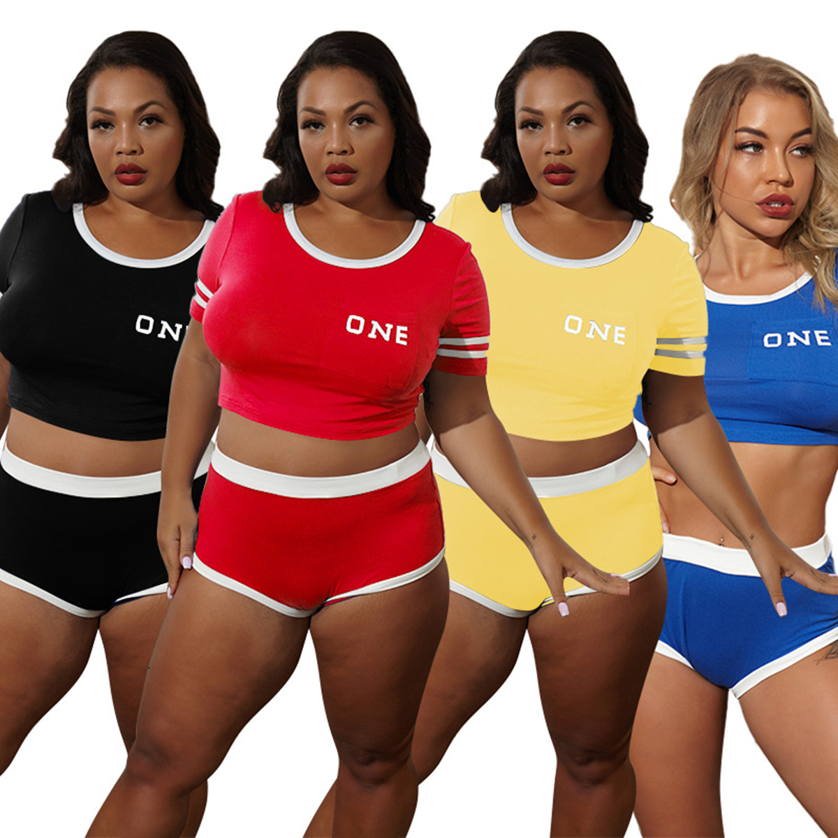 New Arrival S- Letter Print Plus Size Tracksuits For Women Short Sleeve Round Neck Crop Top And Hot Shorts 2 Piece Sets 20753, Blue
New Arrival S- Letter Print Plus Size Tracksuits For Women Short Sleeve Round Neck Crop Top And Hot Shorts 2 Piece Sets 20753, Blue