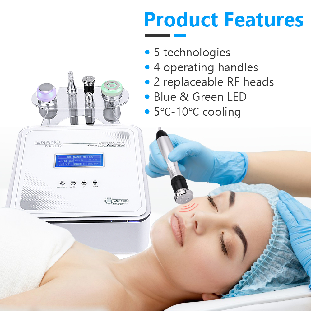 Electroporation no needle mesotherapy facial microcurrent beauty machine with rf
