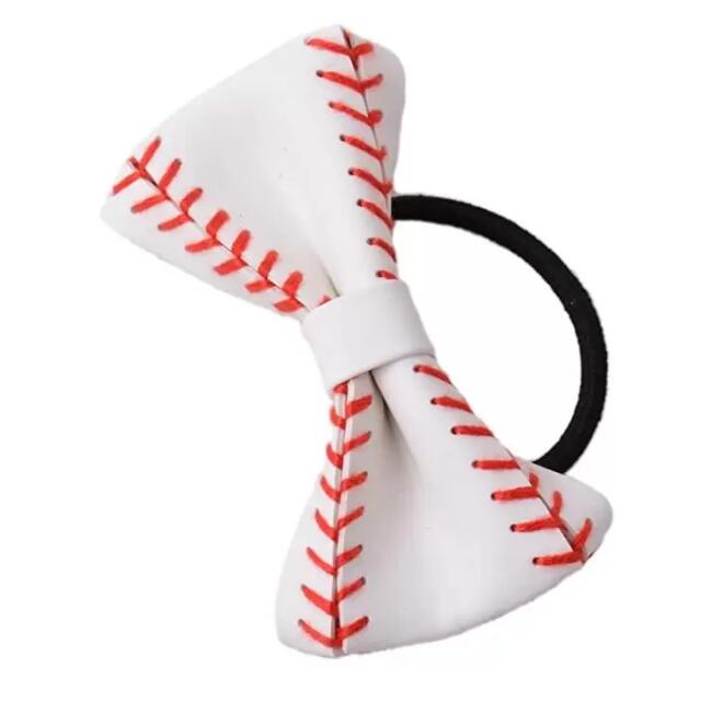 Titanium Sport Accessories 100pcs ponytail softball Baseball leather Hair Accessory Girls Hairs Ties Perfect for softballs Player Baseball Teams GG102