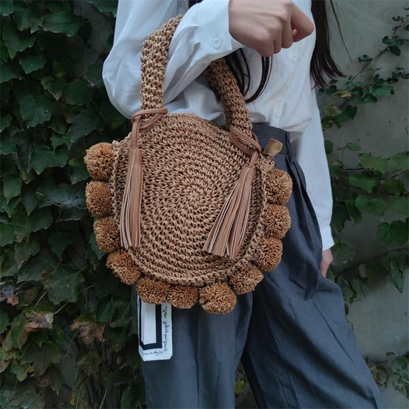 Evening Bags Bohemian Paper Balls Straw Crossody For Women Big Round Tassel Shoulder Bag Summer Beach Woven Handbags, Beige
Evening Bags Bohemian Paper Balls Straw Crossody For Women Big Round Tassel Shoulder Bag Summer Beach Woven Handbags, Beige