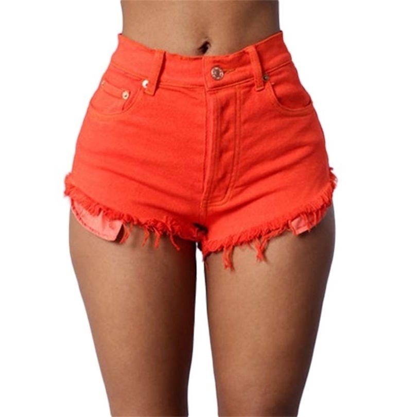 Summer Multicolor Tight Women High Waist Denim shorts Women Color Sexy Hot Loose Thin Tight Denim High Waist Shorts For Women T200602