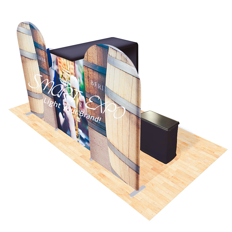 10x20 Pop Up Trade Show Booth Advertising Display Event Kiosk Design with Frame Kits Customized Printed Graphics Carry Bag