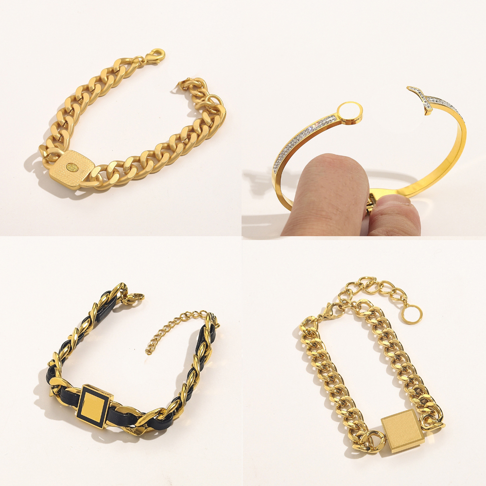 23ss 20style 18K Gold Plated Charm Bracelet Luxury High Quality Titanium Bangle Brand Designer Letters Leather Men Women Metal Jewelry Accessories Wholesale
23ss 20style 18K Gold Plated Charm Bracelet Luxury High Quality Titanium Bangle Brand Designer Letters Leather Men Women Metal Jewelry Accessories Wholesale