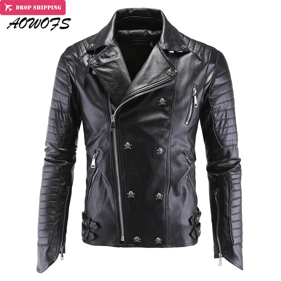 Whole- AOWOFS Mens Leather Jackets Black Motorcycle Jackets Skulls Rivets Oblique Zipper Slim Fit Quilting Punk Leather Jacket225Y
Whole- AOWOFS Mens Leather Jackets Black Motorcycle Jackets Skulls Rivets Oblique Zipper Slim Fit Quilting Punk Leather Jacket225Y