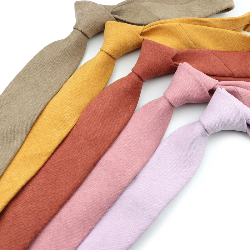 Men's Solid Color Tie Soft Downy Suede Colorful Red Blue Gray Green 7cm Cotton Necktie For Formal Party Wedding Groom Nice Gift 220409