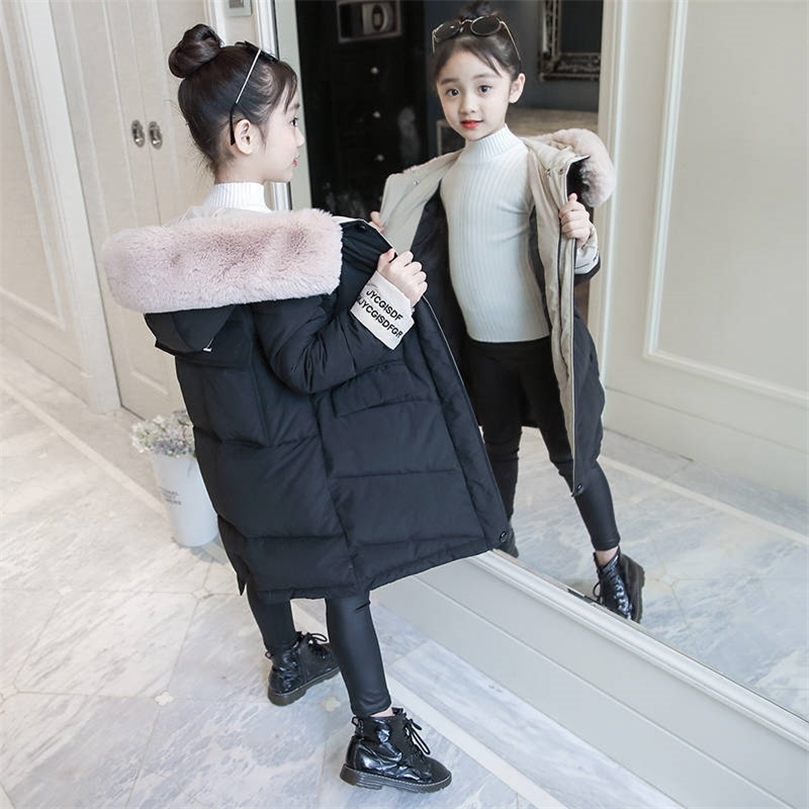 winter children's coat Girls Korean version the long section of cotton clothing LJ201128