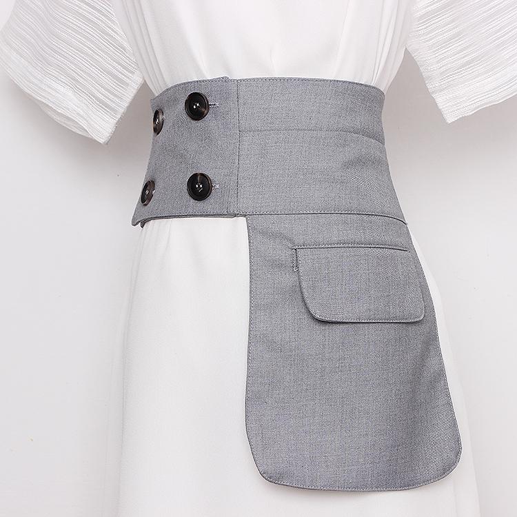 Belts Women's Runway Fashion Fabric Button Pocket Elastic Cummerbunds Female Dress Corsets Waistband Decoration Wide Belt TB1467, Black
Belts Women's Runway Fashion Fabric Button Pocket Elastic Cummerbunds Female Dress Corsets Waistband Decoration Wide Belt TB1467, Black