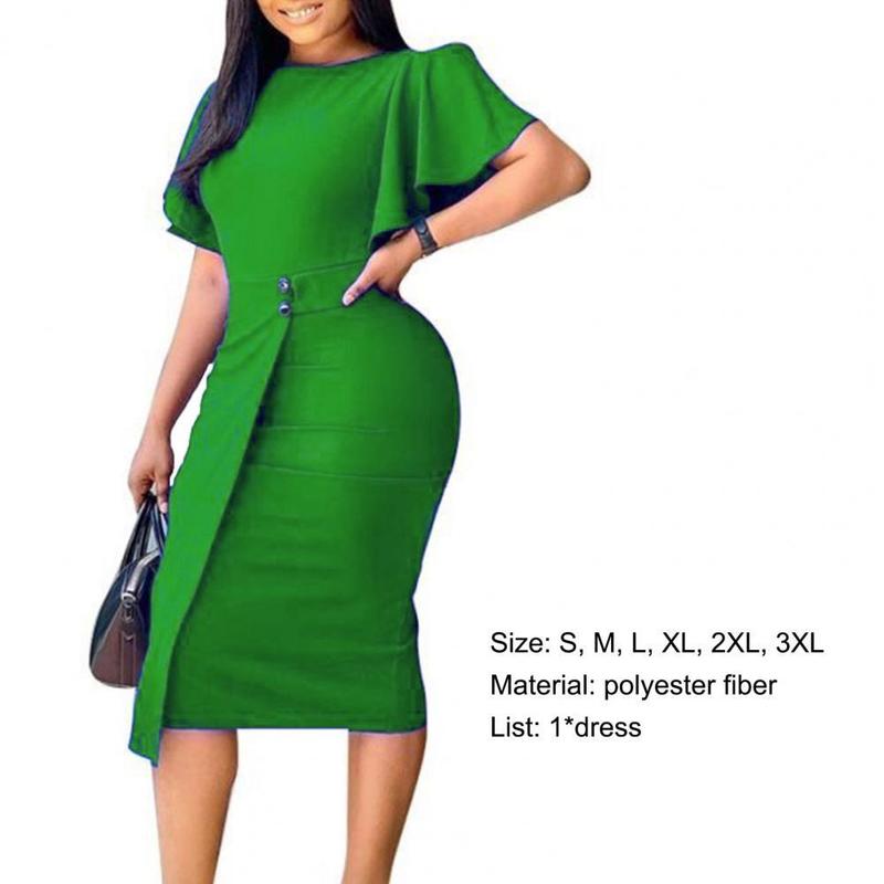 Formal Dress Women Solid Color Split Hem Summer Slim Crew Neck Elegant dresses for women Wedding Party Purple xxxl 220613