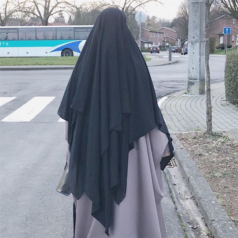 3 Layer Khimar Abaya Dubai Turkish Veiled Clothes Chiffon Long Gown For Muslim Women Niqab Set With Hijab Robe De Priere Islam