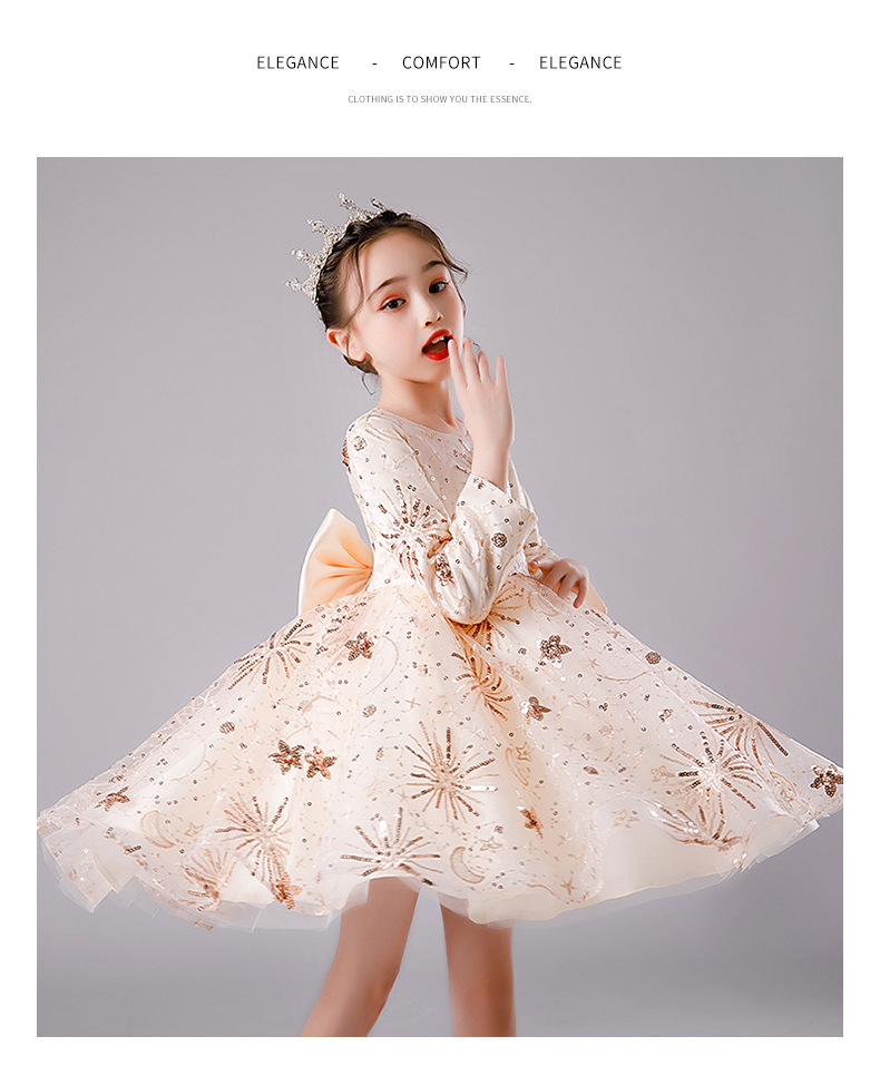 2023 New Year's pink Sequins Flower Girls Dresses for Wedding Off Shoulder Cap Sleeves First holy Communion Dress Kids Prom Dress Girls Pageant G