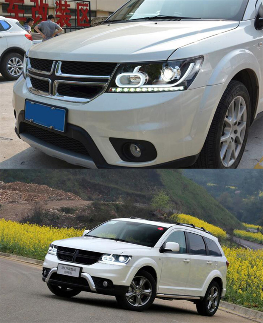 Cars Headlight For Dodge Journey Fiat Freemont 20 09-20 15 Headlights LED DRL Running Lights Bi-Xenon Beam Fog Lights Angel Eyes
