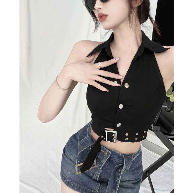 Women's T-Shirt Metal Buckle Girl Halter Vest Women's Outer Wear Spring And Summer 2022 Sexy Backless Slim Black Short TopWomen's
Women's T-Shirt Metal Buckle Girl Halter Vest Women's Outer Wear Spring And Summer 2022 Sexy Backless Slim Black Short TopWomen's