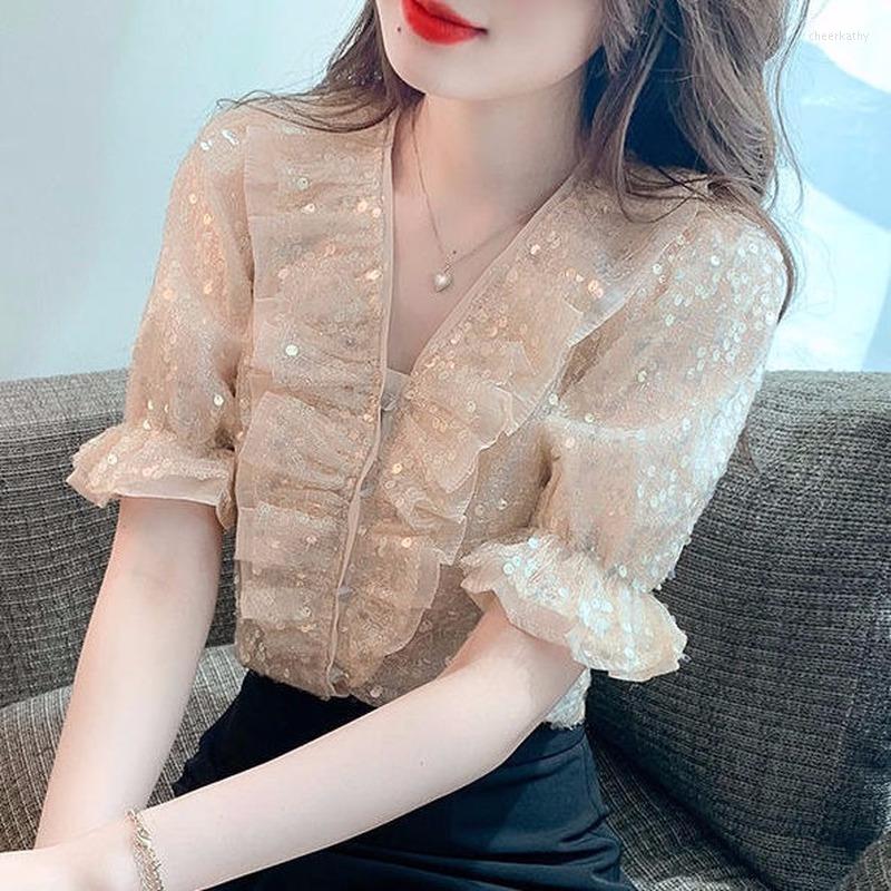 Women' Blouses & Shirts Custom Fairy Blouse Female 2022 Summer Age Reduction Bubble Sleeve And Lover Sequin Design V Neck Casual Top Chee22, Champagne
Women' Blouses & Shirts Custom Fairy Blouse Female 2022 Summer Age Reduction Bubble Sleeve And Lover Sequin Design V Neck Casual Top Chee22, Champagne