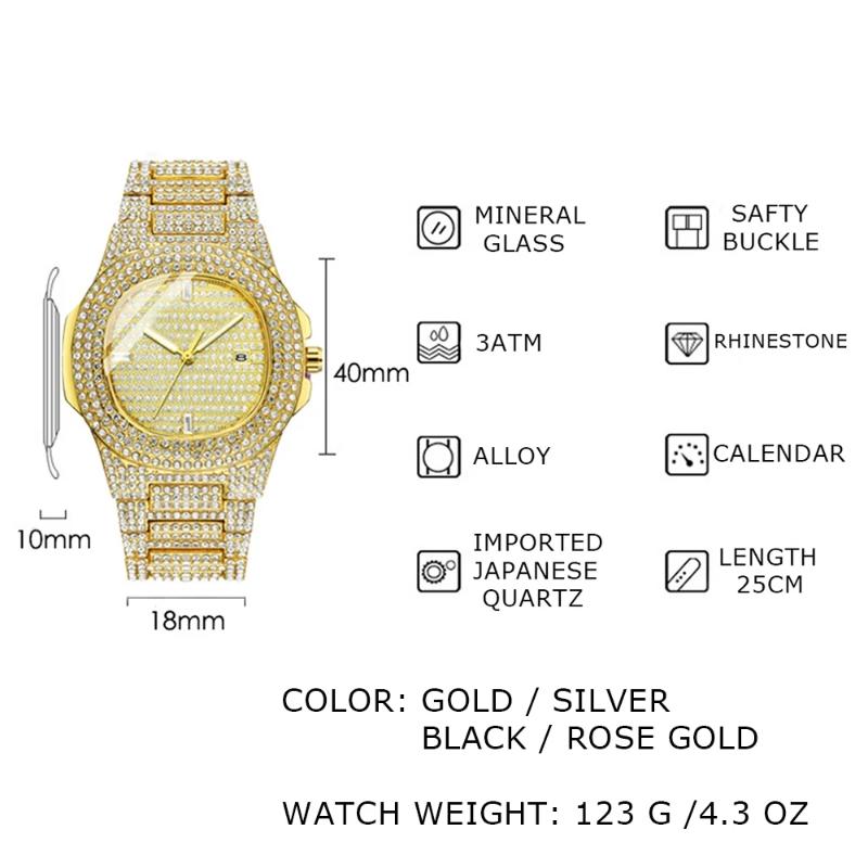 Chains Iced Out Men Chain Necklace Watch Cuban Hip Hop Set Watches For Women Jewelry GiftChains ChainsChains