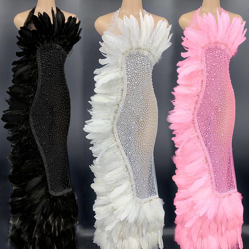 Stage Wear Sparkly Multicolor Pearls Feather Long Dress Sexy Perspective Celebrate Dresses Women Prom Party Festival Outfit DT2950Stage, As picture
Stage Wear Sparkly Multicolor Pearls Feather Long Dress Sexy Perspective Celebrate Dresses Women Prom Party Festival Outfit DT2950Stage, As picture