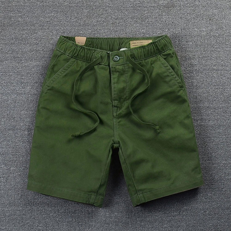 Shorts Mens Casual Cotton Work Trousers Knee Length Elastic Waist Men Chino 220318