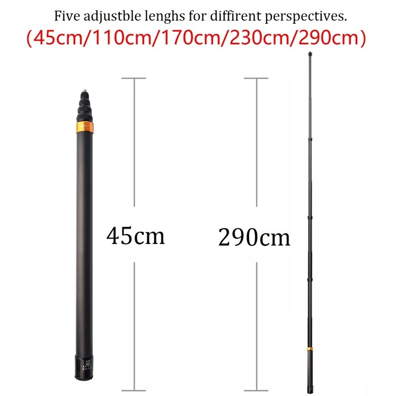 290cm Carbon Fiber Invisible Extended Edition Selfie Stick For Insta360 ONE X2 RS R Accessories GoPros Insta 360 220712 - view 4