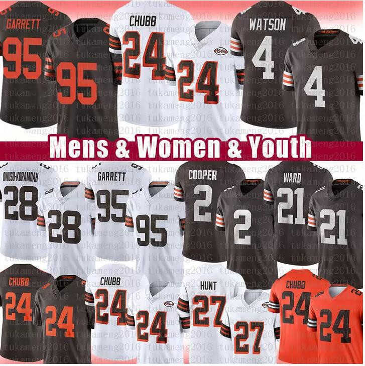 Football Jerseys Men Women Youth 2 Amari Cooper 4 Deshaun Watson 95 Myles Garrett 24 Nick Chubb 21 Denzel Ward