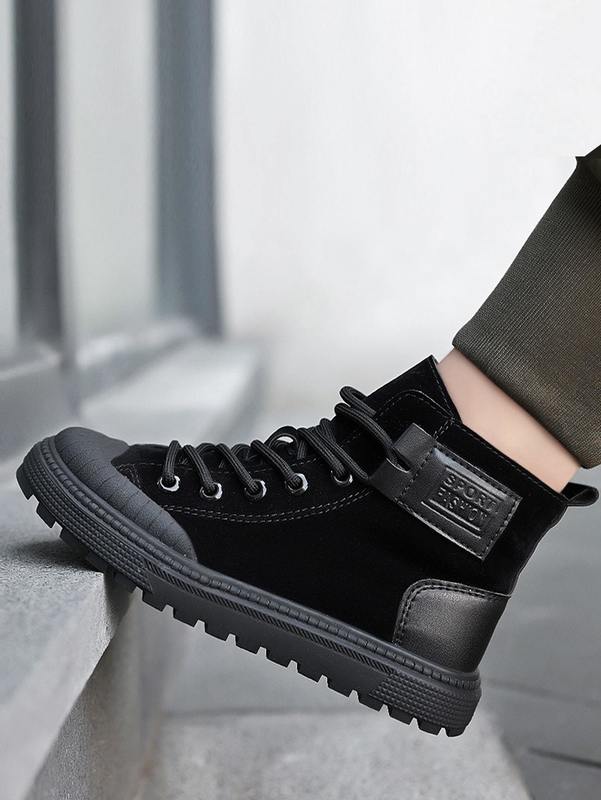 Boys Lace-up Front High Top Skate Shoes SHE