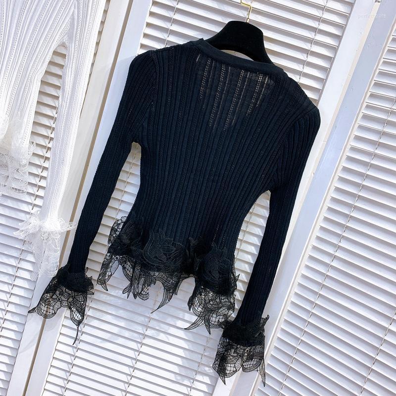 Women's Knits & Tees Lace Spring Spliced V Neck Slim Flare Sleeve Knitting Tops Casual Single Breasted Cardigan Sweaters Office Lady Thin Pe, Black
Women's Knits & Tees Lace Spring Spliced V Neck Slim Flare Sleeve Knitting Tops Casual Single Breasted Cardigan Sweaters Office Lady Thin Pe, Black
