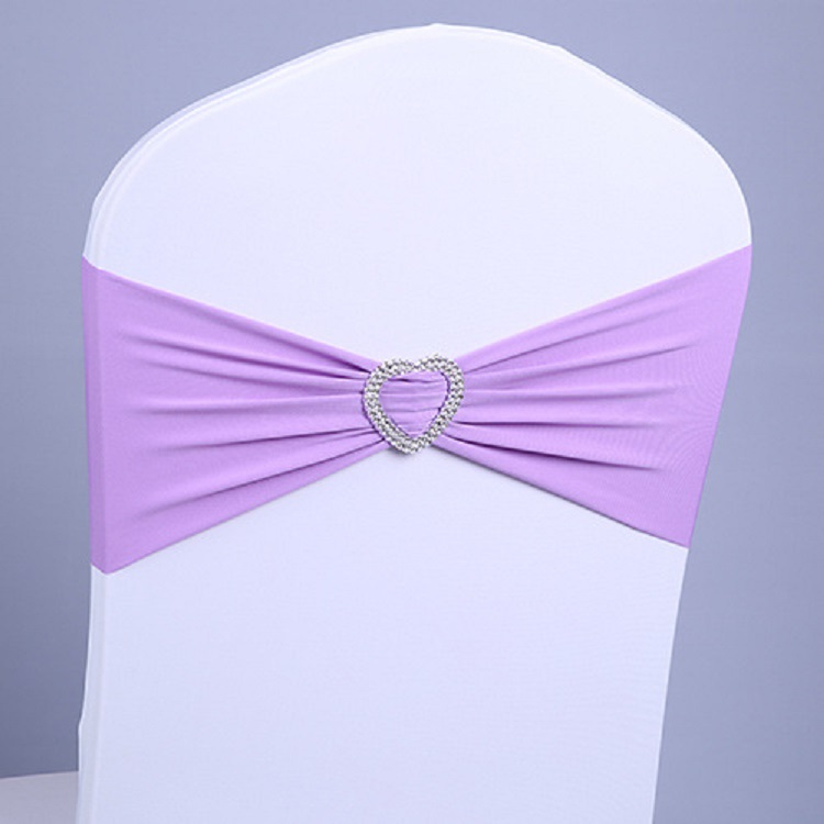 Chair Covers 100 pcs Spandex Lycra Sashes Elastic Satin Chair Bands with Buckle for Wedding Cover Bows Wholesale