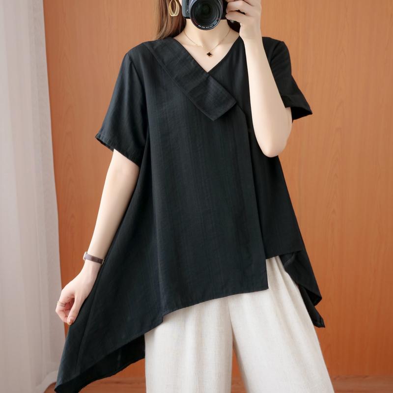 Women's T-Shirt Women's Summer Clothes Korean Version Loose Front Short Back Long Irregular Top Fashion V-neck Sleeve WomenWomen's, Black
Women's T-Shirt Women's Summer Clothes Korean Version Loose Front Short Back Long Irregular Top Fashion V-neck Sleeve WomenWomen's, Black