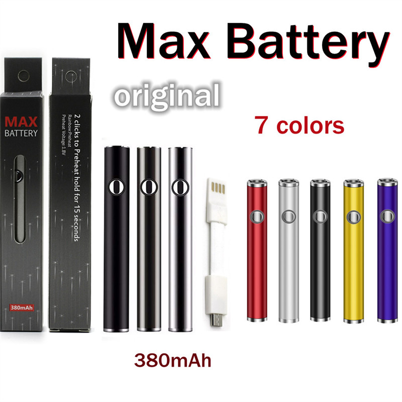 Original Max Battery 380mAh Preheat 10500 Bottom Charge Vape 7 Colors 510 Thread Variable Voltage With USB Charger Fit Amigo Cartridge
Original Max Battery 380mAh Preheat 10500 Bottom Charge Vape 7 Colors 510 Thread Variable Voltage With USB Charger Fit Amigo Cartridge