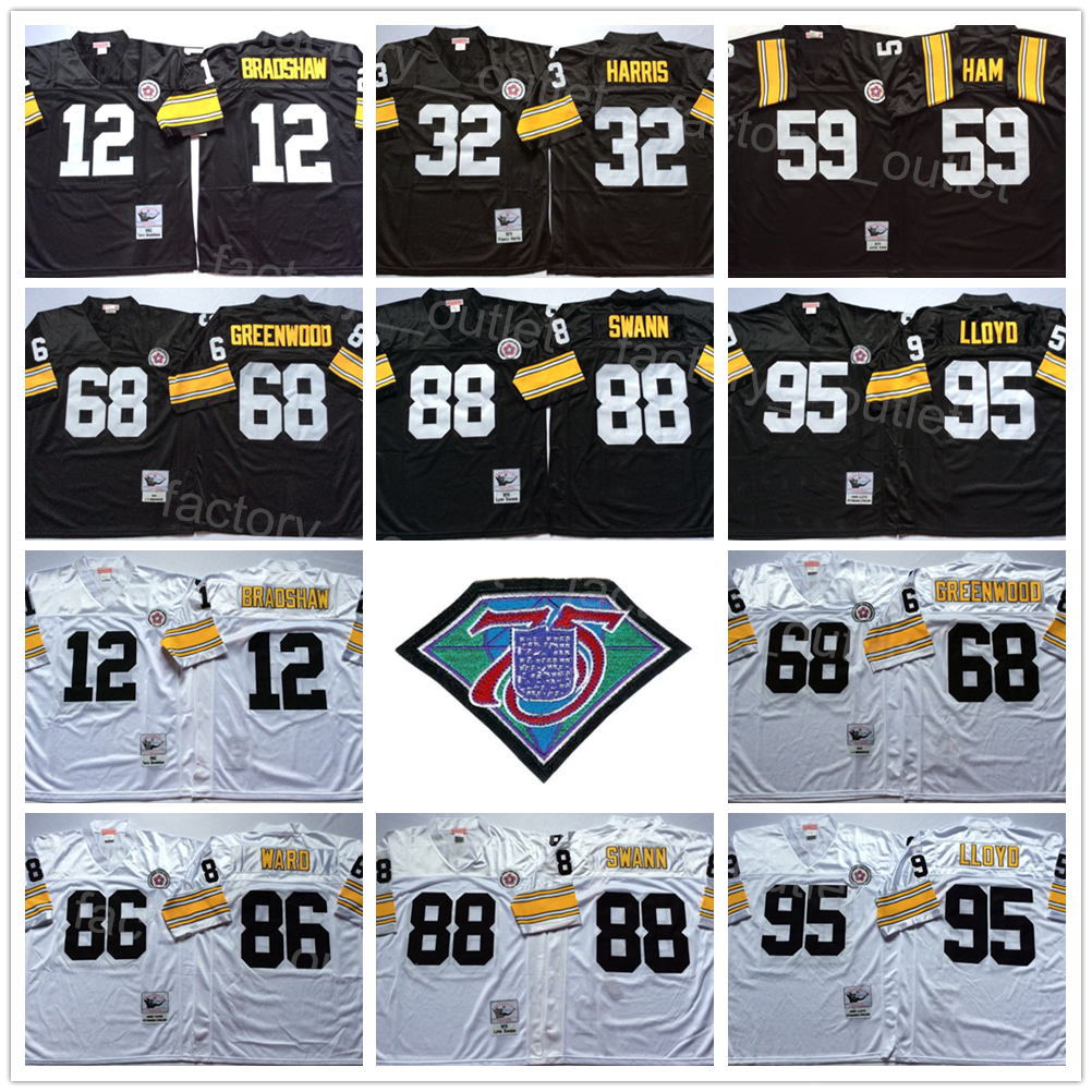 Throwback 75th Anniversary Mitchell and Ness Football 59 Jack Ham Jersey 1975 1982 Vintage 68 LC Greenwood 12 Terry Bradshaw 88 Lynn Swann 95 Greg Lloyd Stitched ncaa, Black
Throwback 75th Anniversary Mitchell and Ness Football 59 Jack Ham Jersey 1975 1982 Vintage 68 LC Greenwood 12 Terry Bradshaw 88 Lynn Swann 95 Greg Lloyd Stitched ncaa, Black
