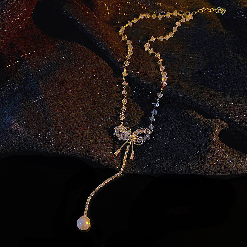 Style Super Fairy Temperament Crystal Tassel Bowknot Necklace Light Luxury Niche Advanced Design Pearl Collarbone Chain
Style Super Fairy Temperament Crystal Tassel Bowknot Necklace Light Luxury Niche Advanced Design Pearl Collarbone Chain