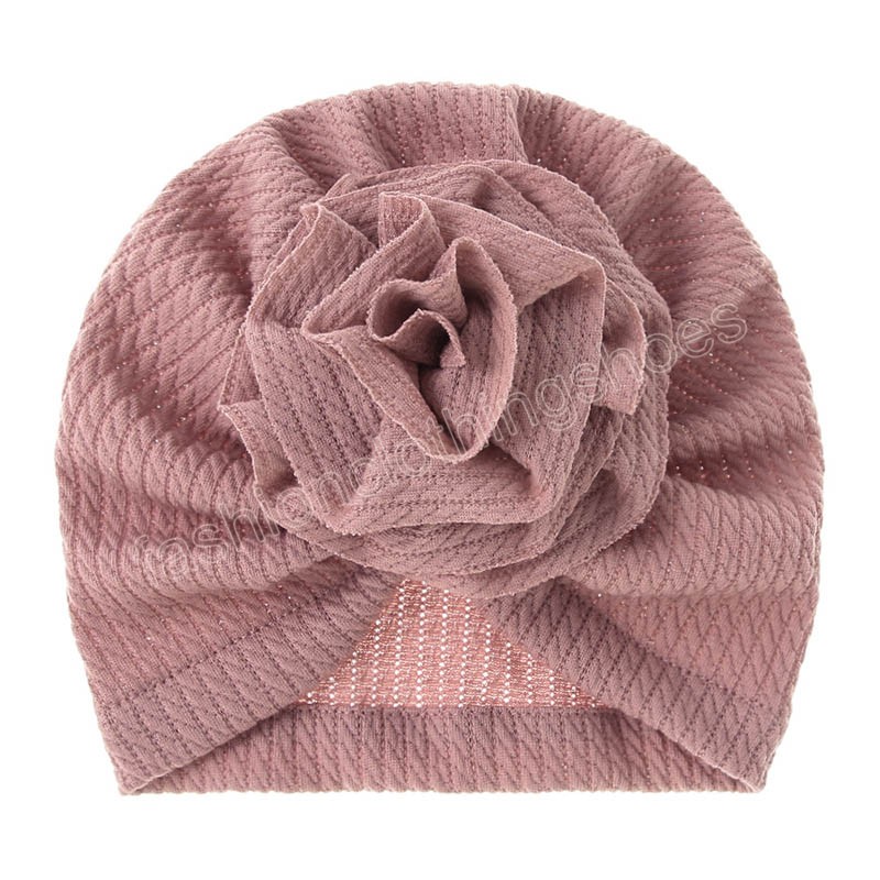Solid Color Baby Hat Big Ruffled Flower Baby Girl Turban Head Wraps Kids Bonnet Beanie Newborn Photography Props