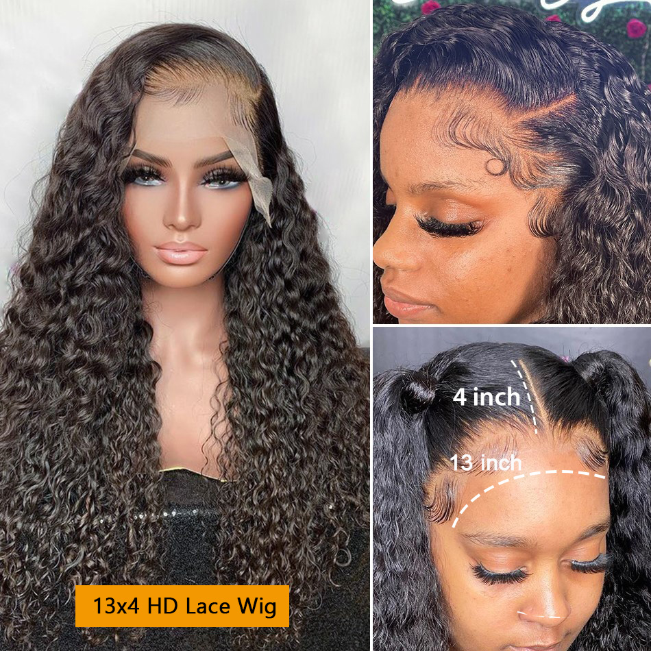 360 Lace Frontal Wig Deep Wave transparent invisible For Women Pre Plucked Hd Brazilian remy Wigs 13x4 Lace Front Curly Human Hair 150%