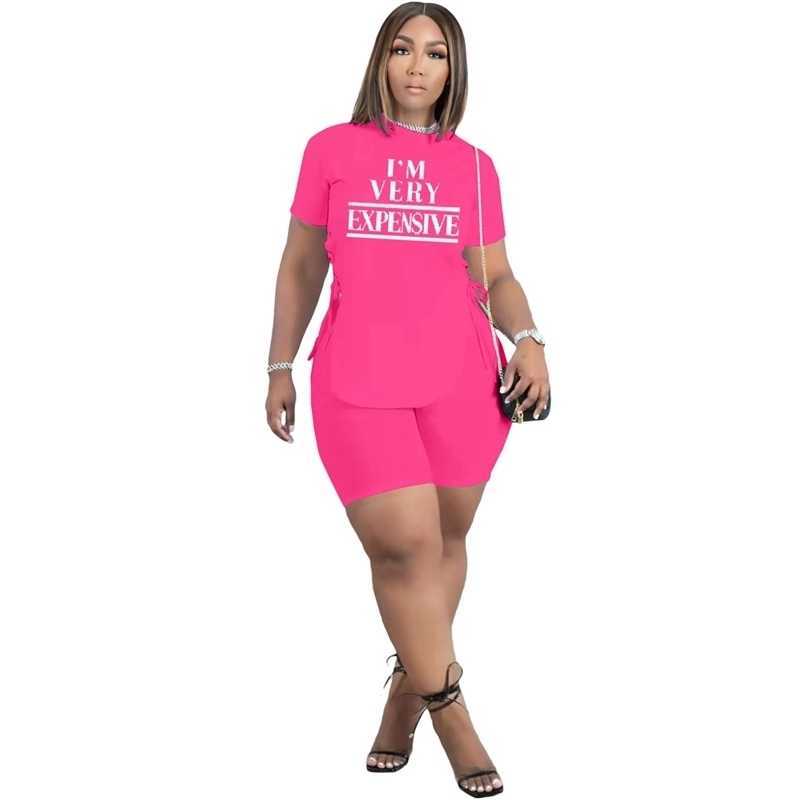 Plus Size Summer Women Tracksuits Solid T-shirt + short Pants Ripped Jogger Suits 2 PCS Sets Letter Printed Outfits S-4XL Designer Clothing