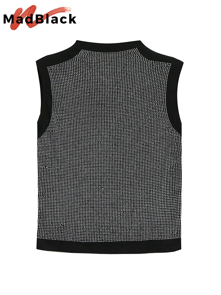 MadBlack Summer Casual Loose Korean Clothes Shiny Diamonds Tshirt Women Cotton Fashion Sleeveless Tops Shirt Tees T02423 220328