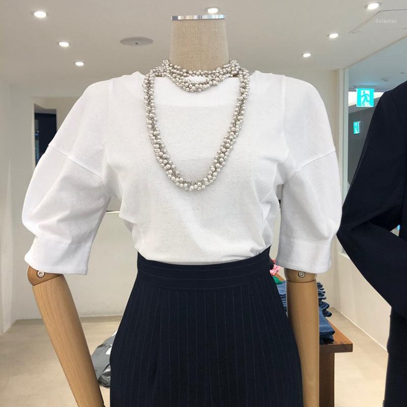 Simple Solid O-neck White Women Shirts Chic Puff Sleeve Designed Cassual All-match T Shirt Summer Short Ladies Tops Women' T-Shirt
Simple Solid O-neck White Women Shirts Chic Puff Sleeve Designed Cassual All-match T Shirt Summer Short Ladies Tops Women' T-Shirt