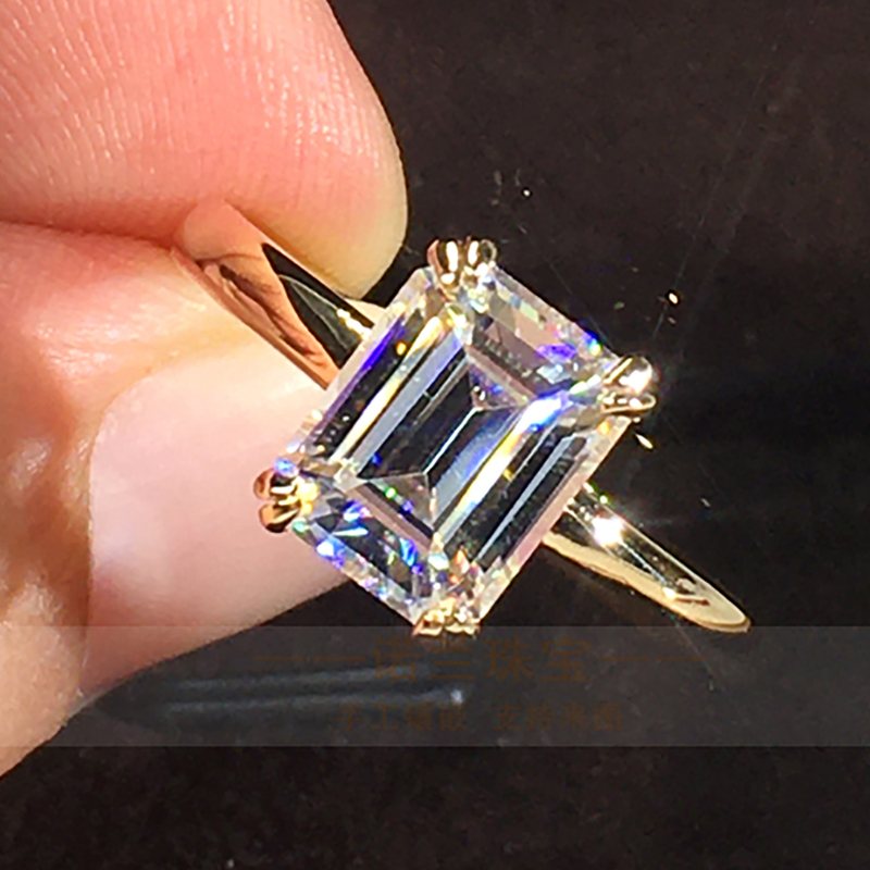 18K Au750 Yellow Gold Women Ring Diamonds 1 2 3 4 5 Carat Rectangle Emerald Wedding Party Engagement Anniversary Ring 220816