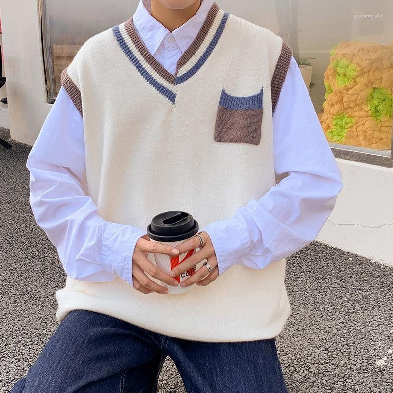 Men' Vests Autumn V-neck Sweater Vest Fashion Hit Color Casual Pocket Men Korean Loose Sleeveless Mens Clothes Guin22, Dark blue
Men' Vests Autumn V-neck Sweater Vest Fashion Hit Color Casual Pocket Men Korean Loose Sleeveless Mens Clothes Guin22, Dark blue